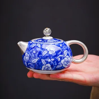 |pozłacany srebrny niebieski i biały serwis do herbaty lub herbaty Xishi garnek sprawiedliwa mundury filiżanka filiżanka zdrowie i higiena sprzęt wysokiej jakości herbata maszyna